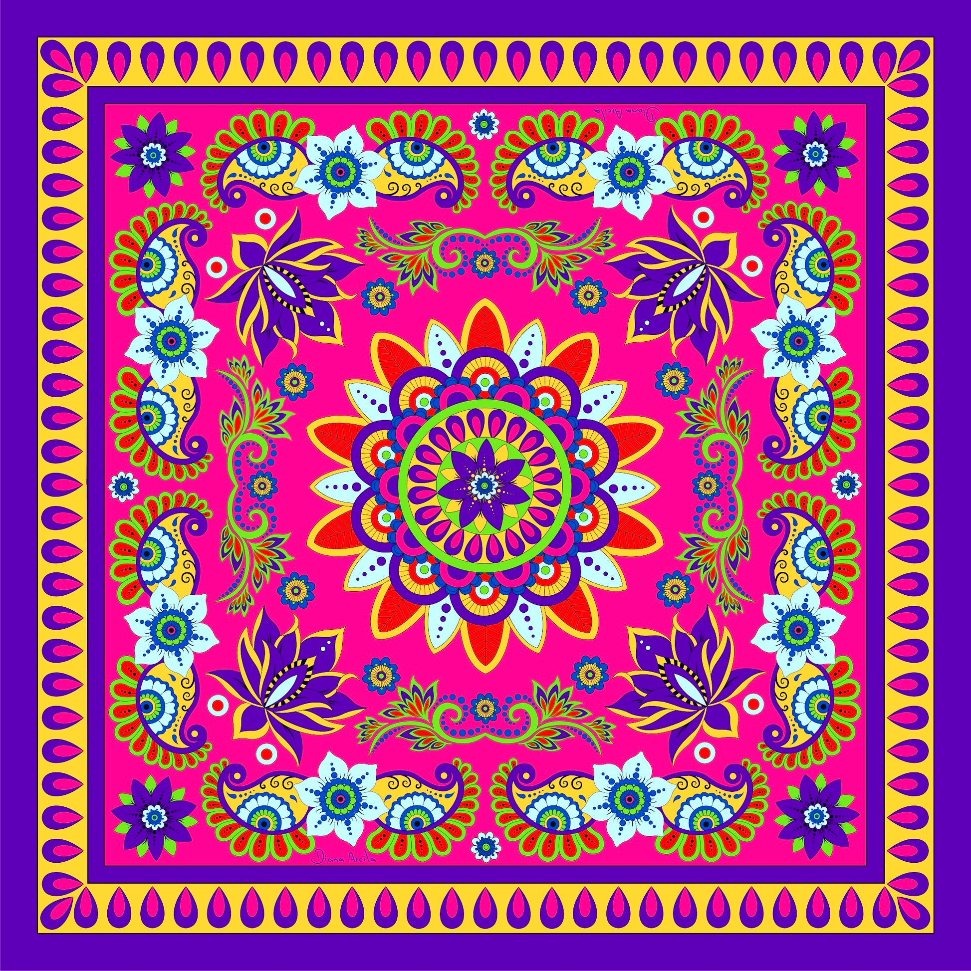 Bloom Pink Silk Scarf