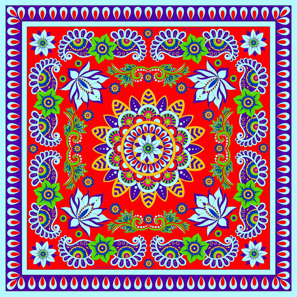 Bloom Red Silk Scarf
