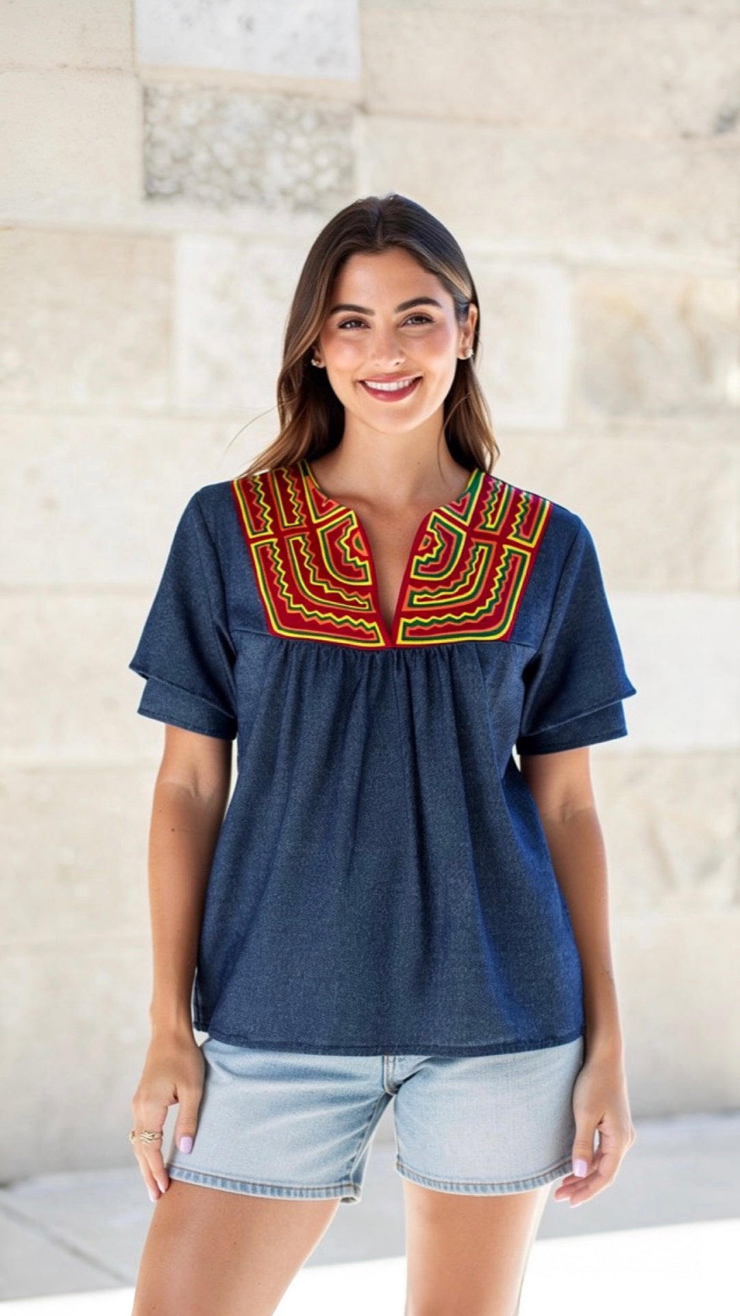 Mola and denim Shirt